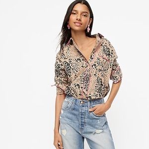 J.Crew button up leopard print shirt M